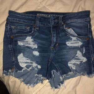 distressed jean shorts